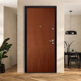 Porta blindata MASTER Stark L 80 x H 210 cm in melaminico noce, apertura spingere a sinistra, falso telaio incluso