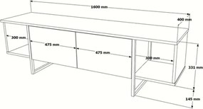 Mobile TV Da Terra 160 Cm Stile Industrial Con Ante A Ribalta Icaro Rovere