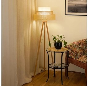 Brilagi - Lampada da terra CEDAR LUNETA 1xE27/15W/230V rattan/marrone/crema