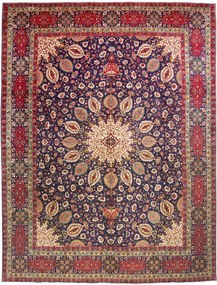 Tabriz Tappeto 390x300 Blu (Iran) Annodato A Mano