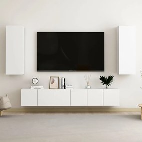 Set Mobili Porta Tv 5 Pz Bianco İn Legno Multistrato /