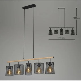 Brilo 4078-054 - Lampadario sospeso con cavo WOOD & STYLE 5xE27/60W/230V