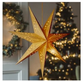 Solight 1V295 - Stella natalizia LED 60 cm, 20 LED, alimentazione 2xAA, luce bianca calda, finitura dorata