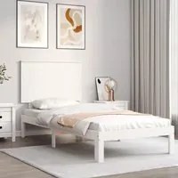 Giroletto con Testiera Bianco 100x200 cm in Legno Massellocod mxl 117873