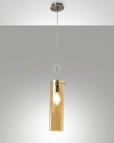 Sintesi sospensione ambra 1 luce in metallo e vetro attacco e27