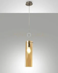 Sintesi sospensione ambra 1 luce in metallo e vetro attacco e27