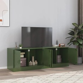 Mobili Tv 2 Pz Verde Oliva 67x39x44 Cm İn Acciaio /