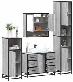 Set Mobili Da Bagno 4 Pz Grigio Sonoma İn Legno Multistrato /