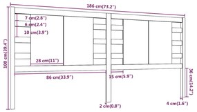 Testiera per Letto Miele 186x4x100 cm in Legno Massello di Pino