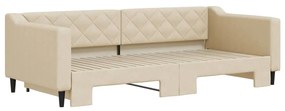 Divano letto con letto estraibile crema 90x200 cm in tessuto