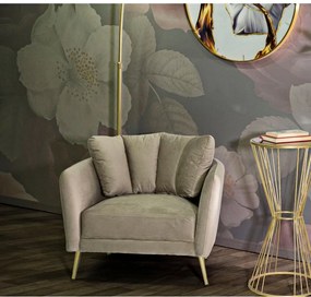 Poltrona grigio tortora con poggioli/con gambe con rivestimento in velluto Kiev – Mauro Ferretti