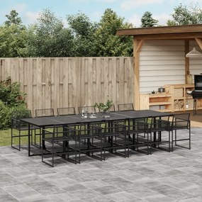 Set da pranzo da giardino 13pz nero in polyrattan