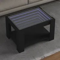 Tavolino Salotto con LED Nero 73x53x45 cm Legno Multistrato 847547