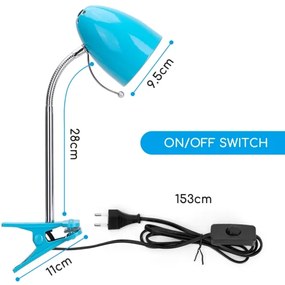 Aigostar -  Lampada da tavolo con morsetto 1xE27/11W/230V blu/cromo