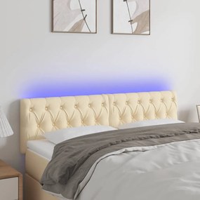 Testiera A Led Crema 144x7x78/88 Cm İn Tessuto /