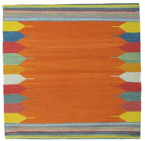 Kilim Tappeto 90 x 90 Giallo (Iran) Tessuto A Mano