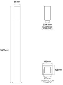 Paletto da Giardino 100cm acciaio INOX IK06 IP54 base E27
