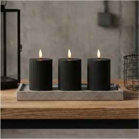 SET DA 3 candele LED BRILLO LED/2xAA 10 cm nere + telecomando