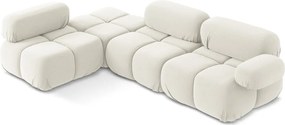 Divano angolare componibile bianco (con penisola a sinistra) con rivestimento in velluto Lokua – Makamii