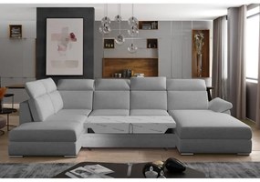 Divano angolare grigio chiaro allungabile (con penisola a sinistra/a U) Evanell – ELTAP