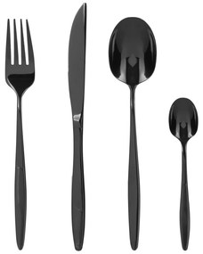 Set 24 posate acciaio inox Nero Curvy