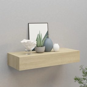 Scaffale Con Cassetti Da Parete Rovere 60x23,5x10 Cm İn Mdf /