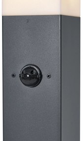 Lampada da esterno grigio scuro con vetro opale 80cm IP44 con presa e sensore di movimento - Malios