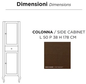 Colonna da bagno a terra in stile classico MARTINA a 2 ante e 1 cassetto NOCE