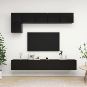 Set Di Mobili Porta Tv 5 Pz Nero İn Legno Multistrato /