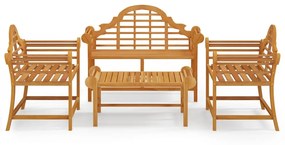 Set salotto per giardino 4pz legno massello di teak