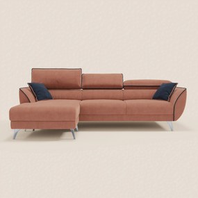 Michelangelo Divano Angolare bicolore con Penisola e Sedute Estensibili - Poggiatesta reclinabili in tessuto smacchiabile T23