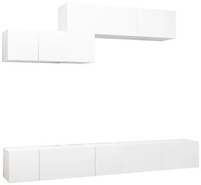 Set di mobili porta tv 6 pz bianco in legno multistrato