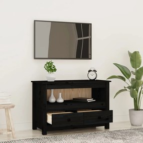 Mobile porta tv nero 79x35x52 cm in legno massello di pino