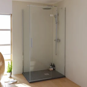 Piatto doccia SANYCCES in resina STRATO nero L 70 x L 100 cm
