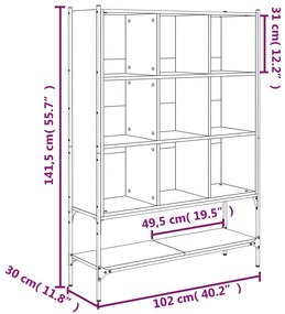 Libreria Rovere Fumo 102x30x141,5 cm in Legno Multistrato