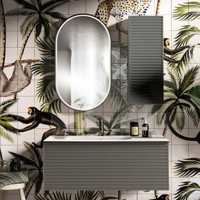 Mobile bagno sospeso con lavabo L 120 x H 40 cm grigio carbone 1 cassetto per vasca centrale Pixel