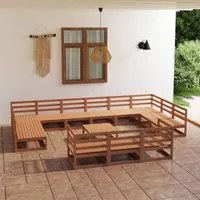 Set Divani da Giardino 14 pz in Legno Massello di Pino cod mxl 37356