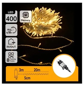 Aigostar - Catena luminosa natalizia LED da esterno, 400 LED, 6W, 230V, 20 m, IP44, bianco caldo
