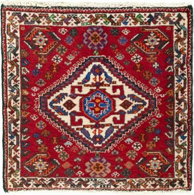 Shiraz Tappeto persiano 60 x 60 Rosso (Iran) Annodato A Mano