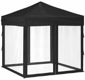 Tenda per Feste Pieghevole con Pareti Laterali Nero 2x2 m