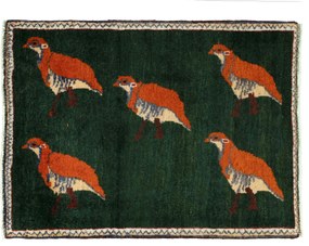 Gabbeh Tappeto 80x60 Verde (Iran) Annodato A Mano