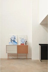 Cassettiera bassa con ante scorrevoli in mattone/beige 140x91 cm Nube - Teulat