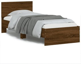 Giroletto Senza Materasso Con Testiera Rovere Marrone 90x200 Cm /