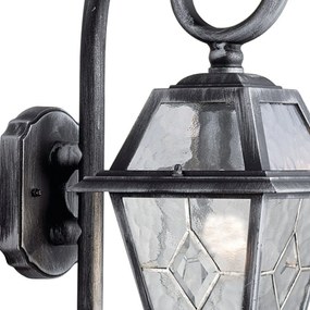 Applique Vintage-Decò Genova Alluminio Nero Rustico E Vetro Argento 1 Luce E27