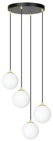 Lampadario a Sospensione in Acciaio e Vetro ROYAL 4 Bianco o Nero 4xE14