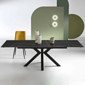 Tavolo allungabile a 240 cm in pietra effetto marmo Nero SKY
