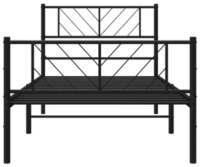 Giroletto con testiera e pediera metallo nero 75x190 cm