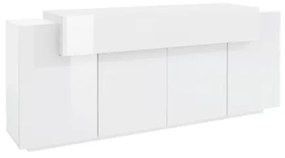 Credenza Moderna A 4 Ante 200x45x85,5 Bianco Lucido Laccato Corona