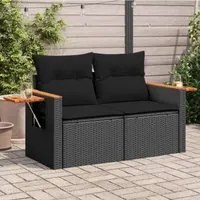 Divano da Giardino con Cuscini a 2 Posti Nero in Polyrattancod mxl 87729