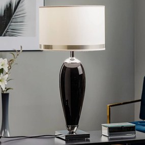 Argon Lampada da tavolo Lund, nero/bianco, altezza 60 cm, tessuto